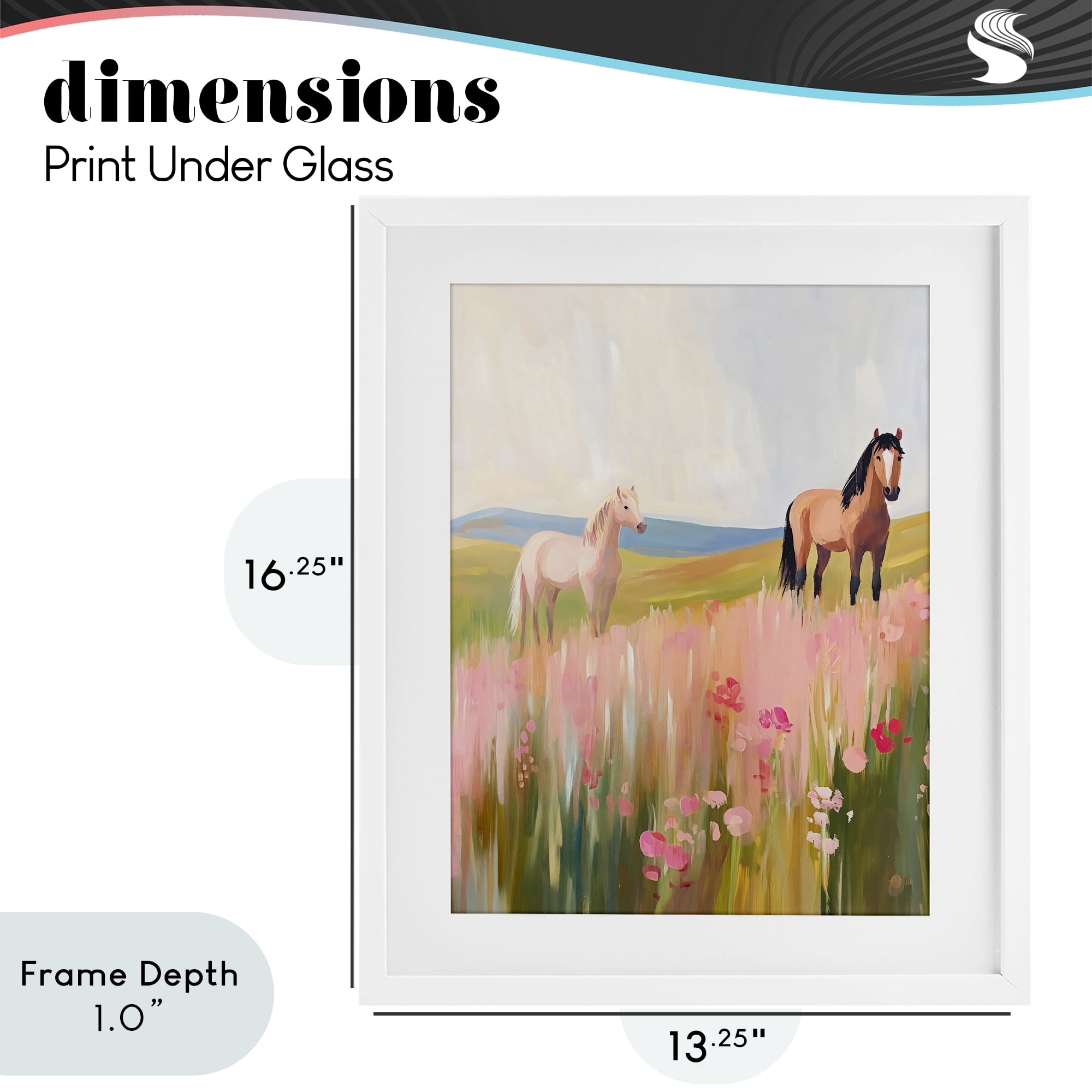 Stupell Industries Wild Horses in Pink Meadow White Framed Print Under Glass, design by The Prints Vibe