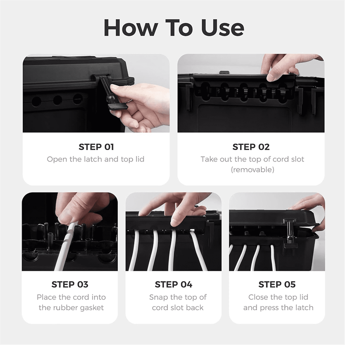 Outdoor Weatherproof Connection Box, Ip54 Water- Extension Cord Connection Box, Electrical Box to Protect Black