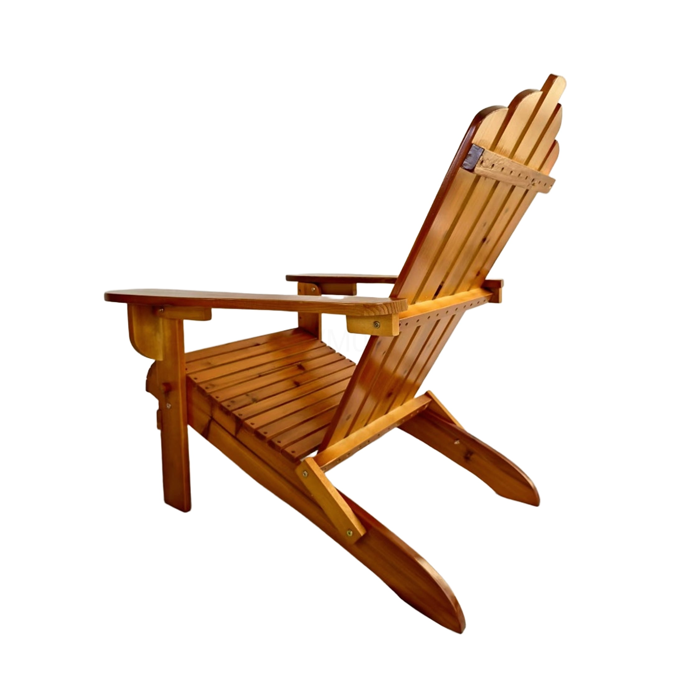 COSMOS Oak Foldable Adirondack Chair for Patio or Garden, Solid Hardwood Outdoor Lounge Chair with Wide Armrests