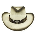 thumbnail image 1 of Men Women Retro Western Cowboy Riding Hat Leather Belt Wide Cap Hat, 1 of 2