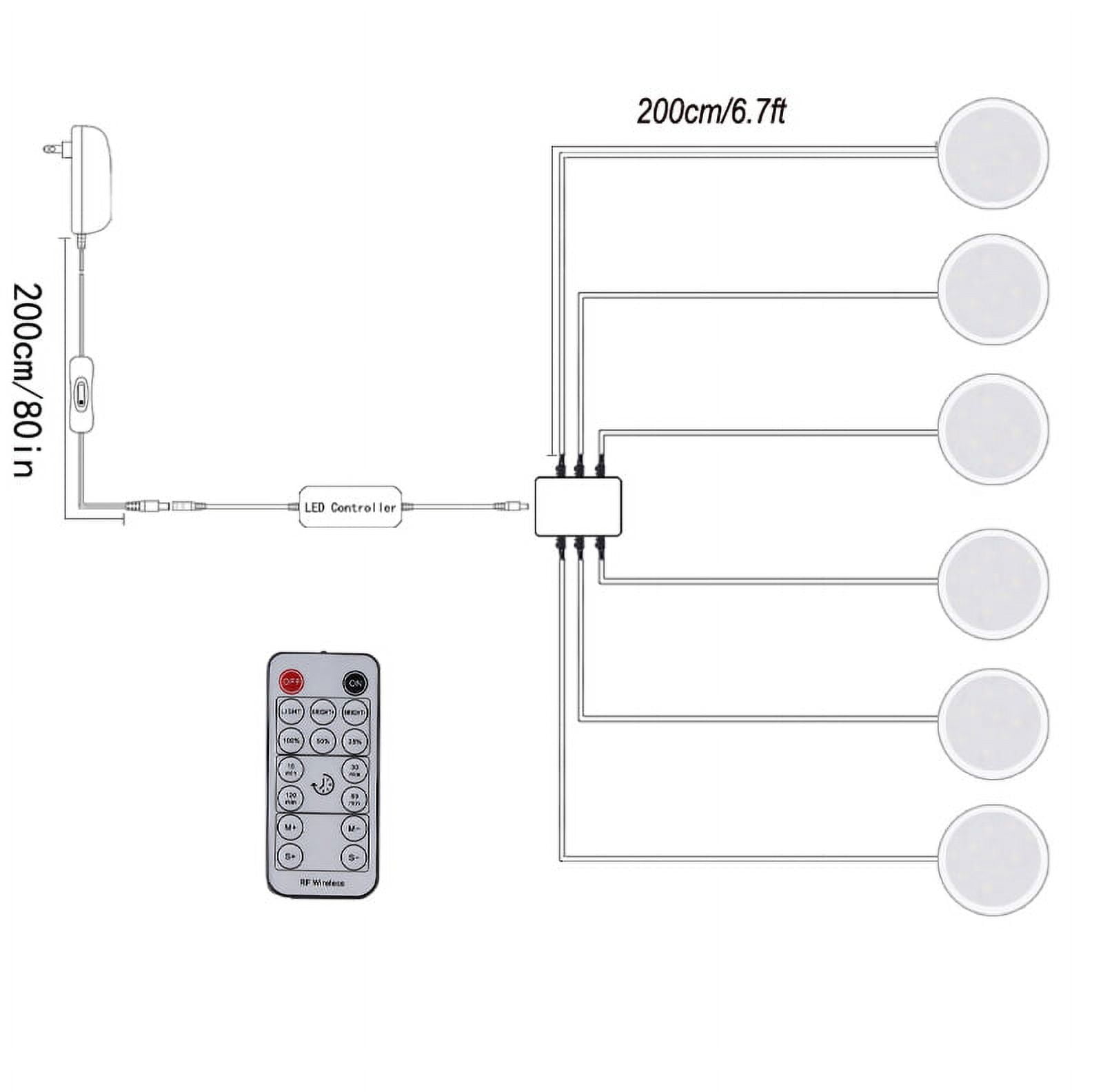 LED Under Cabinet Puck Light 6 Pack,Under Counter Lights With Wireless Timer Remote Dimmable