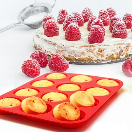 Slate Bread - 12-Cavity Silicone Cake Mold Baking Pan for Homemade Cake Cupcake Bread Muffin Pudding Jello and More Microwave Safe Nonstick Dishwasher Safe
