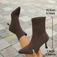 thumbnail image 4 of Women's Square Toe Sock Boots, Stretch Knitted High Heel Ankle Booties, Casual Winter Footwear for Outdoor and Indoor Fashion, 4 of 9