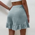 thumbnail image 4 of Shorts for Women Dressy Casual High Waist Ruffle Hem Wide Leg Short Loose Elegant Summer Vacation Shorts with Pocket Green M, 4 of 6