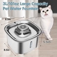 thumbnail image 2 of Fuente de Agua para Gatos de Acero Inoxidable, Fuente para Mascotas de 101 Oz/3 L, Dispensador Automático de Agua para Perros con Filtración Múltiple, Silencioso, 2 of 5