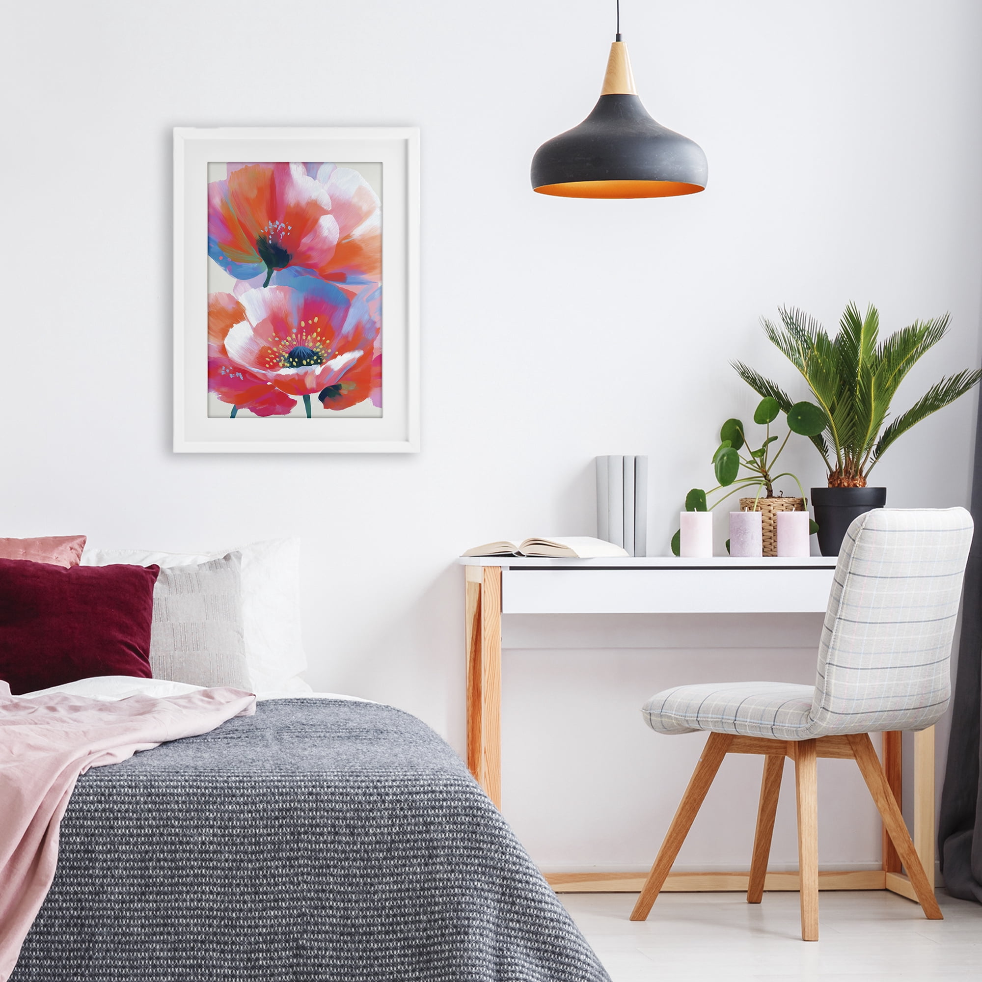 Stupell Industries Poppies in Soft Light White Framed Print Under Glass, design by Chromatic Storm Studio