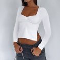 thumbnail image 1 of Top ajustado para mujer Color sólido cuello cuadrado Top básico liso traje de calle sencillo, 1 of 9