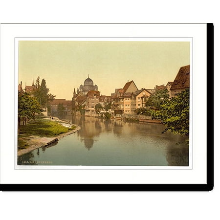 Historic Print, The Pegnitz shore and synagogue Nuremberg Bavaria Germany, 16" x 20"
