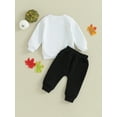 thumbnail image 4 of Wassery Toddler Boys Girls Fall Outfits Set Long Sleeve Letter Print Sweatshirts and Drawstring Long Pants 2Pcs Halloween Clothes Set 0-3T, 4 of 8
