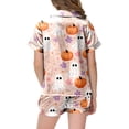 thumbnail image 5 of Leey-World Little Girl Halloween Pajamas Toddler Kids Halloween Pajamas Baby Girl Ghost Pjs Set Satin Silk Jammies, 5 of 5