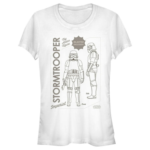 Junior's Star Wars: The Mandalorian Stormtrooper Action Figure Graphic Tee White 2X Large