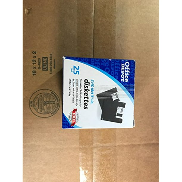 25 Pack Office Depot 2HD 1.44 MB 3.5” Diskettes IBM Formatted
