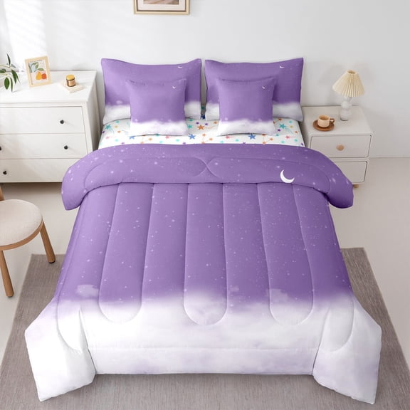 jejeloiu Gymnastic Dance Lovers Twin Bedding Sets 7-Piece,Gymnast Sulhouette Bedding Comforter Set,Galaxy Stars Sky Sheet Sets For Child,Luxury Bedroom Decor