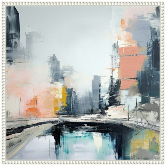 Amanti Art Pink New York Skyline III Framed Canvas Wall Art Print