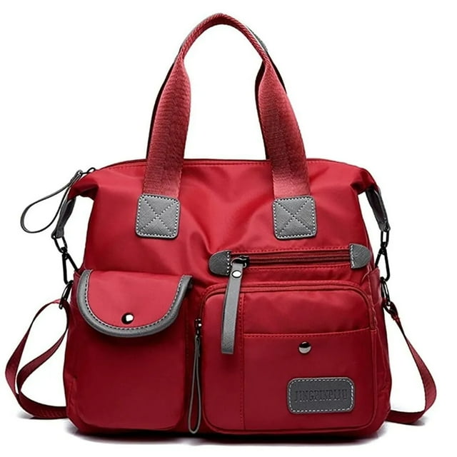 Bolsa Mujer Impermeable Viaje Nylon Tote Crossbody Bandolera Viajera ROJA TOTE mochila, viajera, amplia