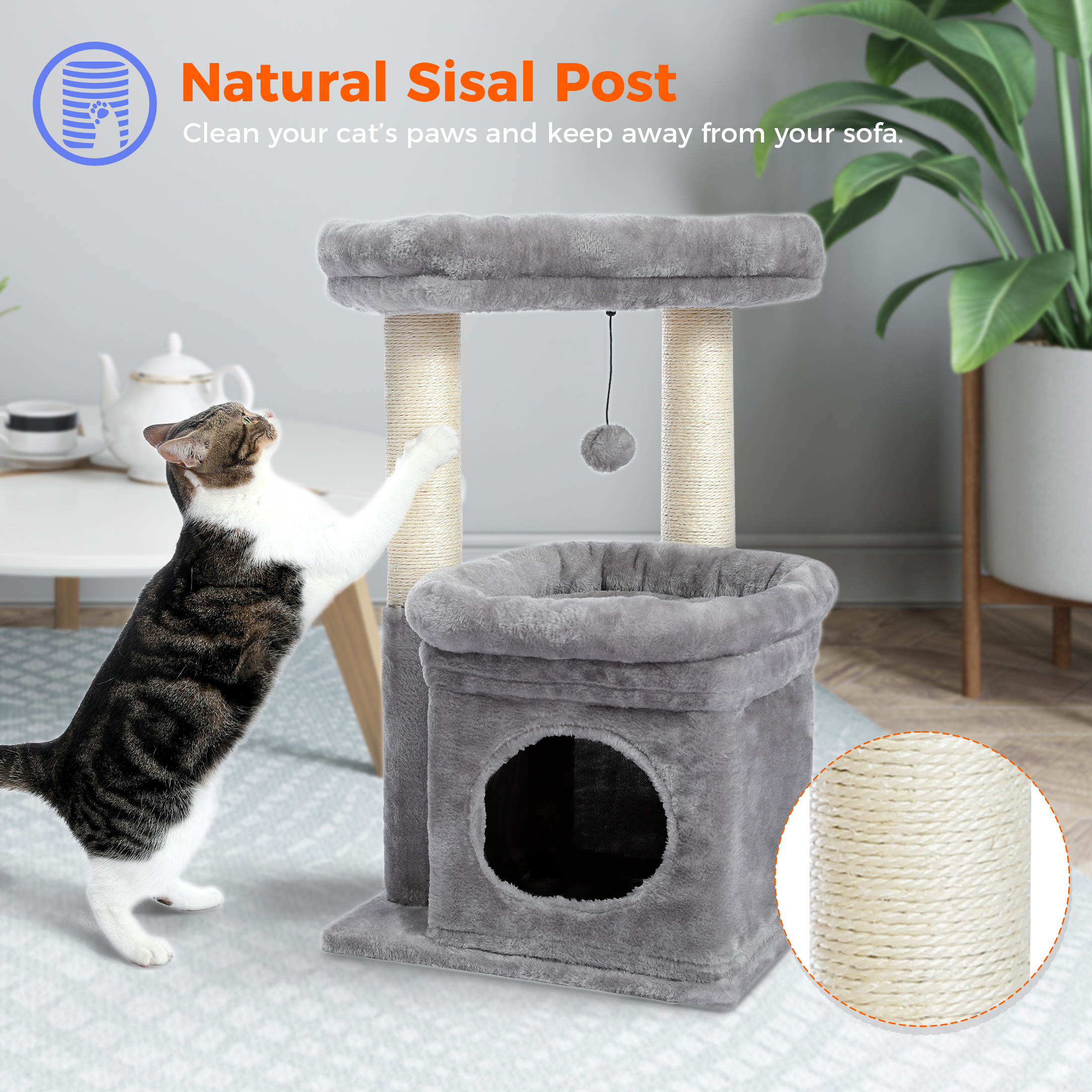 Pawz Road 27" Cat Tree Condo with Perches and Scratching Posts photo 2