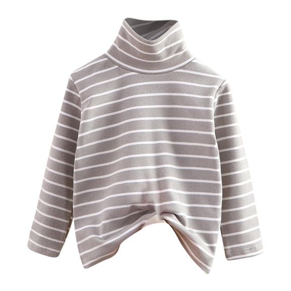 Ruyang Girls Crewneck Striped Shirts Kids Boys Long Sleeve Cotton Thermal T-Shirt Fall Winter Warm Base Layer Top