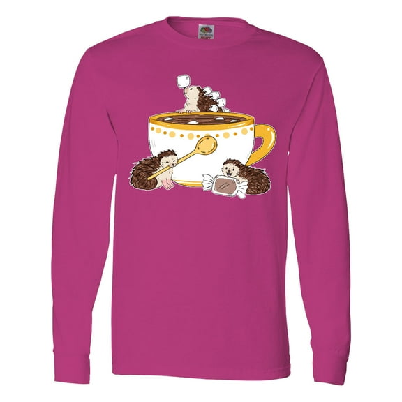 Inktastic Cute Hot Chocolate Hedgehogs Long Sleeve T-Shirt