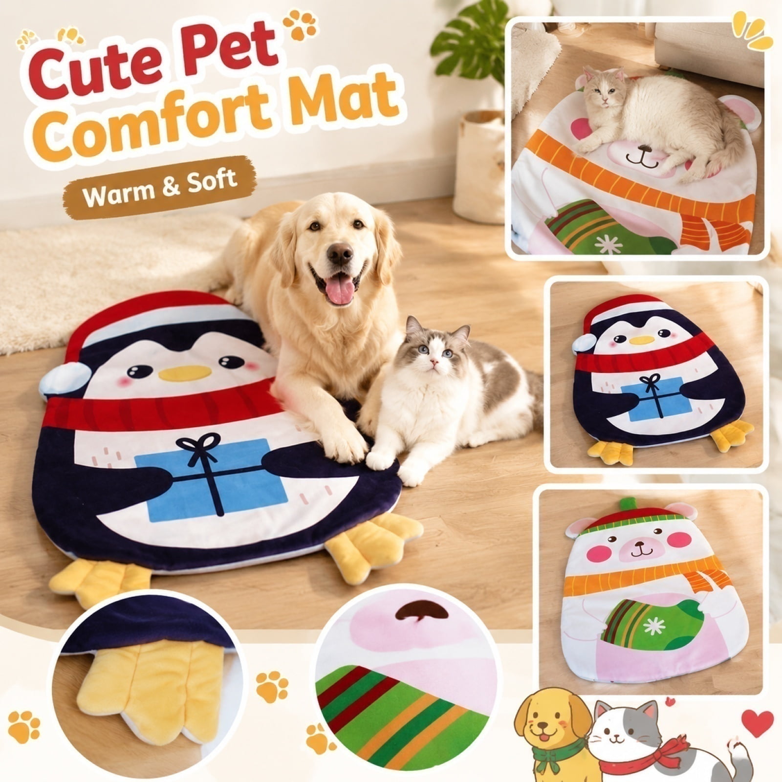 All Pet Mat Universal Cozy Cat Sleeping Pad Washable Dog Bed Mat Cushion for Indoor Floor Protector Soft Kennel Crate Pad for Small Medium Pets Daily Comfort , 1Pack A