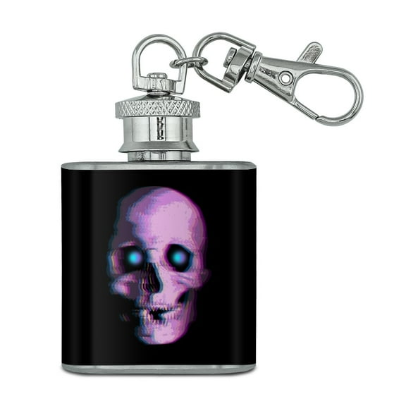 Stereoscopic Skull 3D Stainless Steel 1oz Mini Flask Key Chain