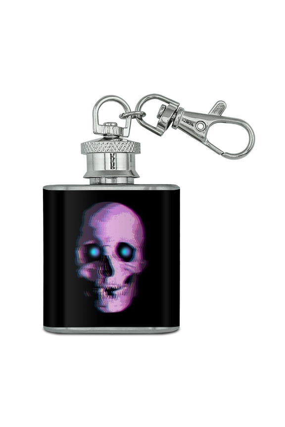 Stereoscopic Skull 3D Stainless Steel 1oz Mini Flask Key Chain