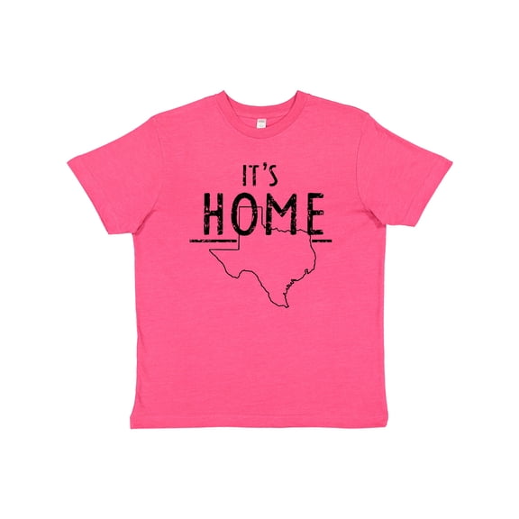Inktastic Its Home- State of Texas Outline Distressed Text Youth T-Shirt
