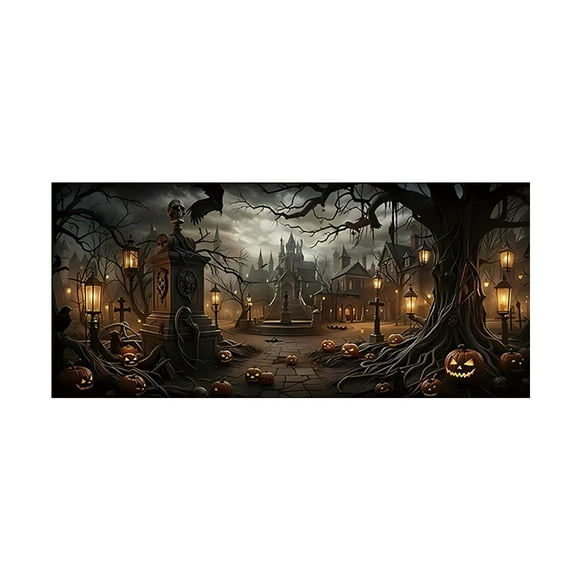 Halloween Garage Door Decoration Halloween Witch Door Cover Hanging Banner Large Pot Background Mural Suitable For Home Outdoor Indoor Parties Walls Windows Football Flag for Car Flag Clips Stainless