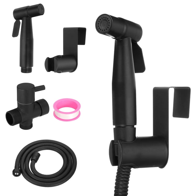 Uxcell Pulvérisateur à Main pour Toilettes, Kit de Pulvérisation à Main avec Contrôle de Pression d'Eau, Noir
