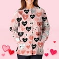 thumbnail image 3 of Valentines Scrub Jackets Women Plus Size Loose Snap Front Cute Love Heart Printed Scrub Tops Hoilday Long Sleeve Scrubs Nursing Workwear Medical Nurse Uniform with Pockets Watermelon Red L, 3 of 5