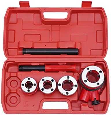 Pipe Threader kit,Ratcheting Pipe Threading Tool Set with 4 Dies 1/2" 3/4" 1" 1-1/4",for Professional Cutting Steel Pipes, Galvanized Pipes, Iron Pipes, Plastic Pipes, PPR Pipes