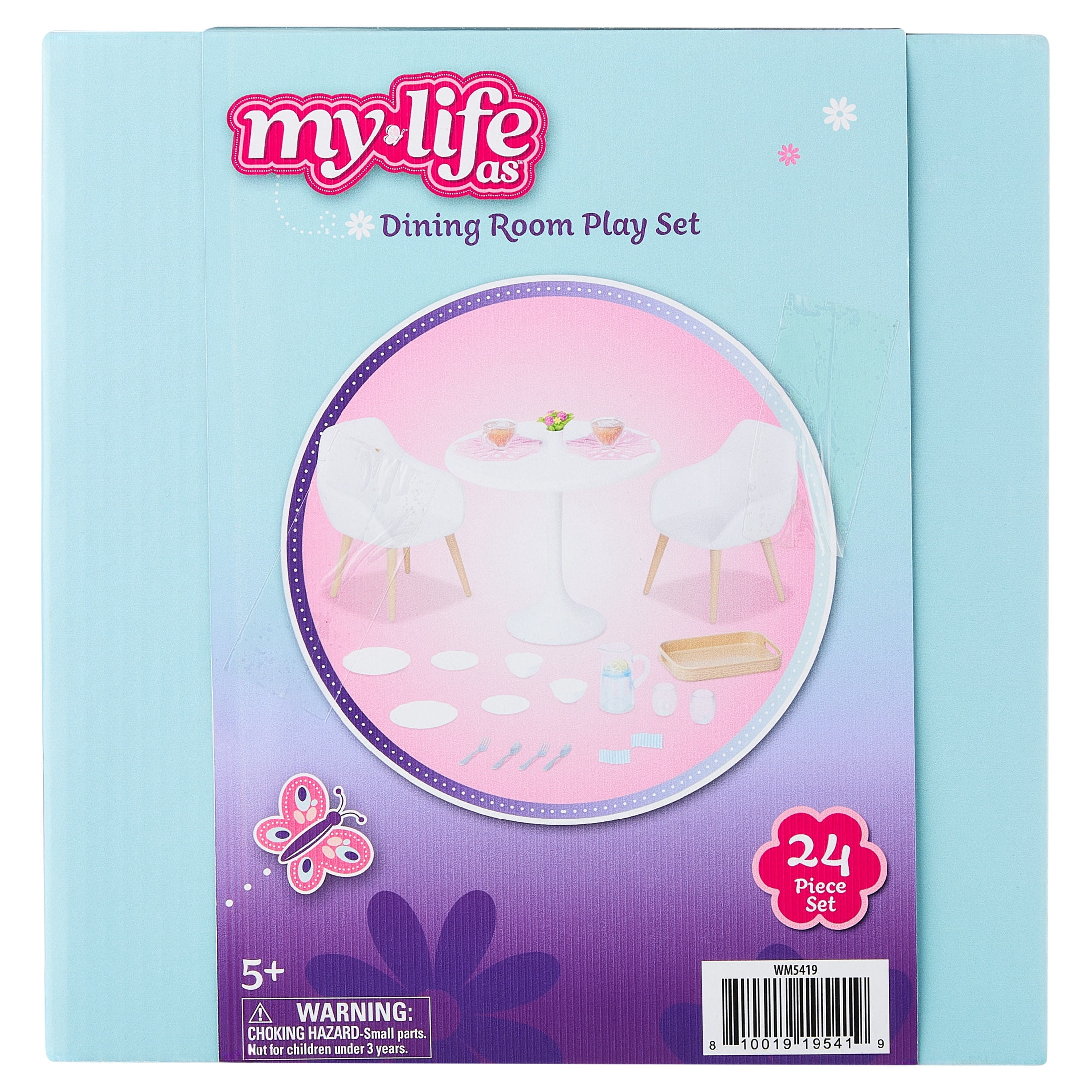My Life As Dining Room Table and Chairs Play Set for 18-Inch Dolls, 24 Pieces