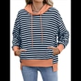 thumbnail image 3 of Sudadera de Rayas de Gran Tamaño para Mujer, Sudadera con Capucha de Bloques de Color, Jersey de Larga, Ropa Y2K Gris Azulado XXL, 3 of 10