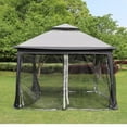 thumbnail image 2 of Outdoor 11x 11Ft Pop Up Gazebo Canopy With Removable Zipper Netting,2-Tier Soft Top Event Tent,Suitable For Patio Backyard Garden Camping Area,Grey, 2 of 7
