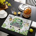 thumbnail image 3 of St. Patrick's Day Placemats Set of 6, Green Truck Clovers Floral Butterfly Wood Placemats for Dining Table, Place Mats for Kitchen Tabletop, Waterproof Wipeable Dining Table Mats Set, 3 of 9