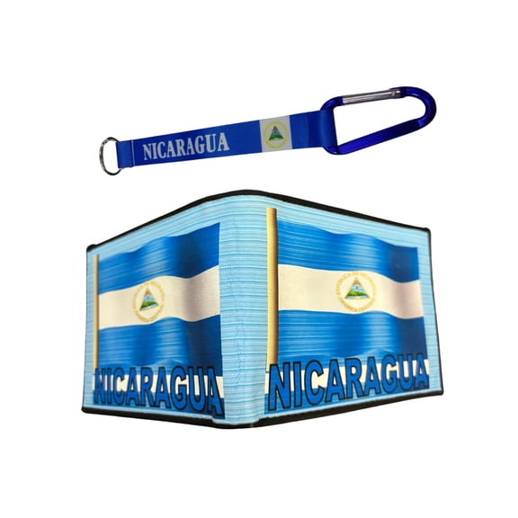Nicaragua Gift Set - Bi-Fold Leather Wallet & Lanyard | Nicaragua Wallet and Lanyard Combo