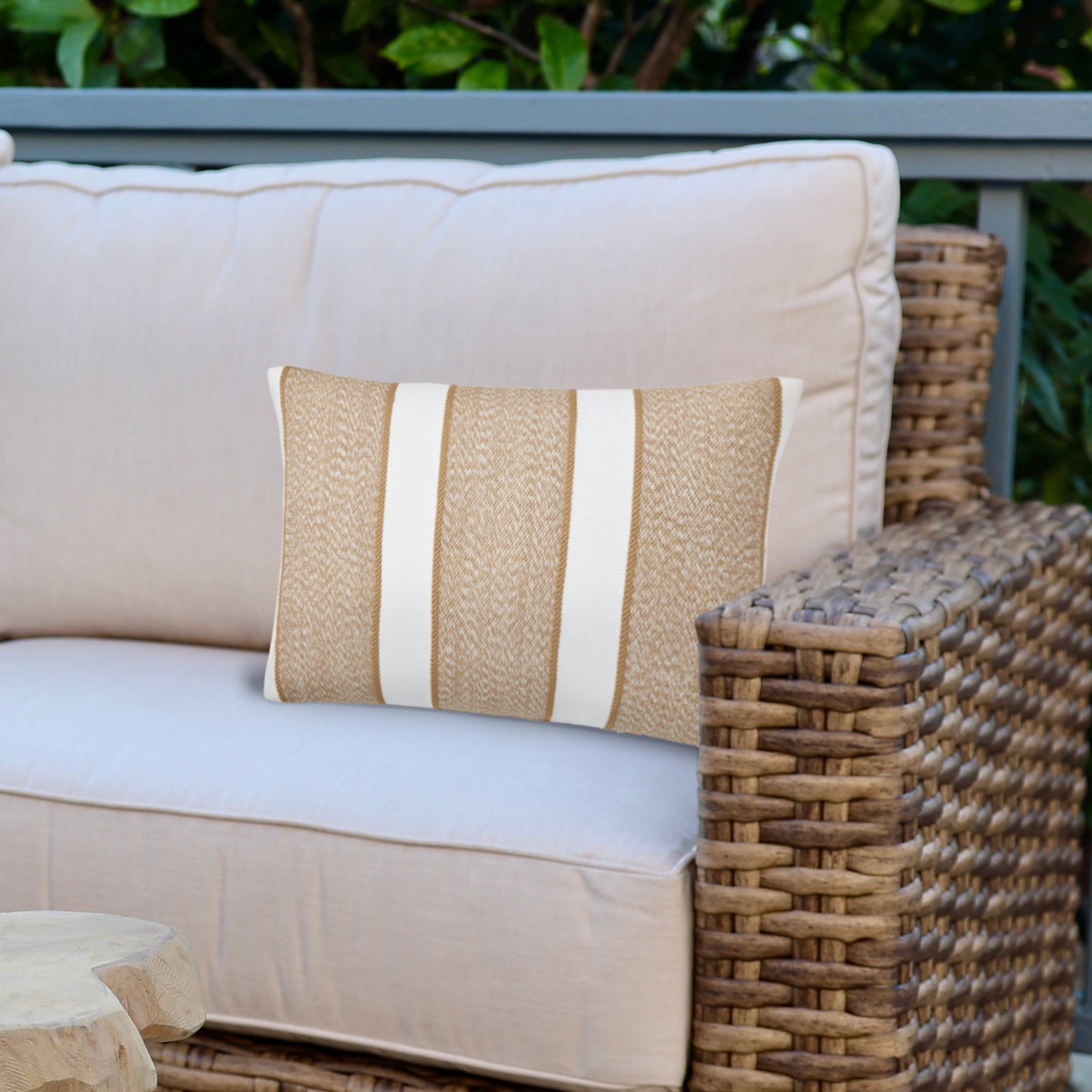 Better Homes & Gardens 18" x 13" Tan Texture Stripe Outdoor Pillow