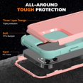 thumbnail image 4 of Compatible with iPhone 12 Pro Max Case, [10 FT Military Grade Drop Protection] [3 in 1 Heavy Duty] Anti-Slip Shockproof Full Body Protective Frosted Phone Case for iPhone 12 Pro Max - Pink/Mint, 4 of 13