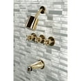 thumbnail image 2 of Kingston Brass KBX8132ZX Millennium Three-Handle Tub and Shower Faucet, Polished Brass, 2 of 5