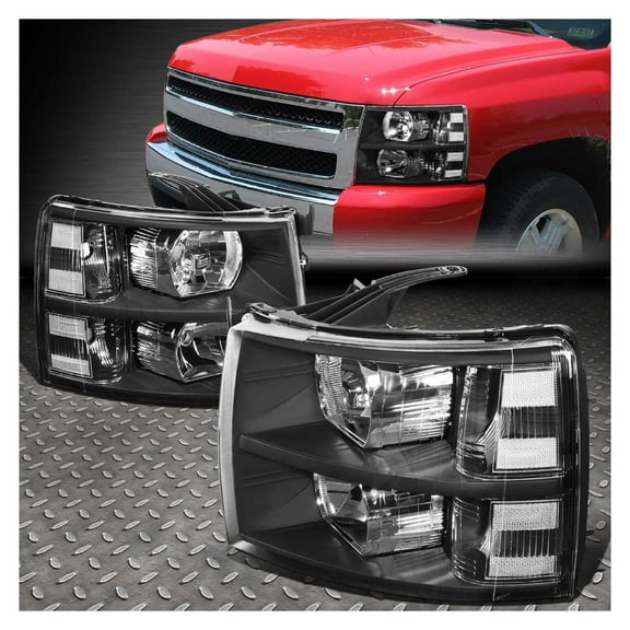 WaiRitoday Compatible with 07-14 Chevy Silverado 1500 2500HD 3500 Headlight Assembly Pair Black/Clear
