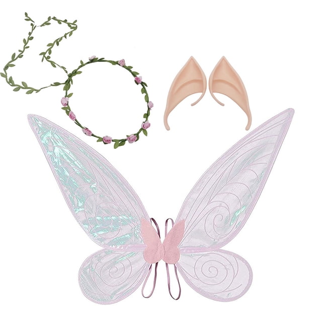 Minnieouse Disfraz de hada elfo para Halloween, disfraz de ala de Ángel brillante, recuerdo de fiesta, pendientes de de flores, accesorios de Disfraces de disfraces Rosado 60*48cm Minnieouse AP013010-01