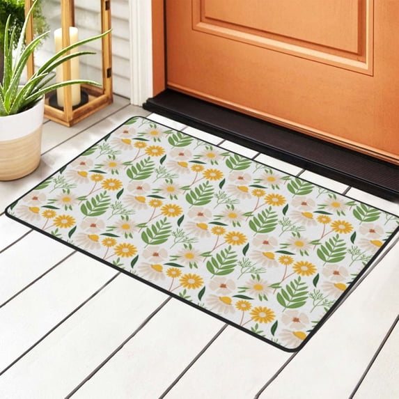 Flower Decorative Rugs Doormat, Non-Slip Machine Washable Carpets Floor Door Mat , 36" x 24"