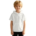 thumbnail image 3 of Kids Short Sleeve Hoodie Sweatshirt Solid Color Fleece With Pocket For Boys Girls, 3 of 5