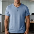 thumbnail image 7 of Ceisia Men's Slub Cotton Short Sleeve Henley T-Shirt With 3 Buttons Blue L Gift, 7 of 7