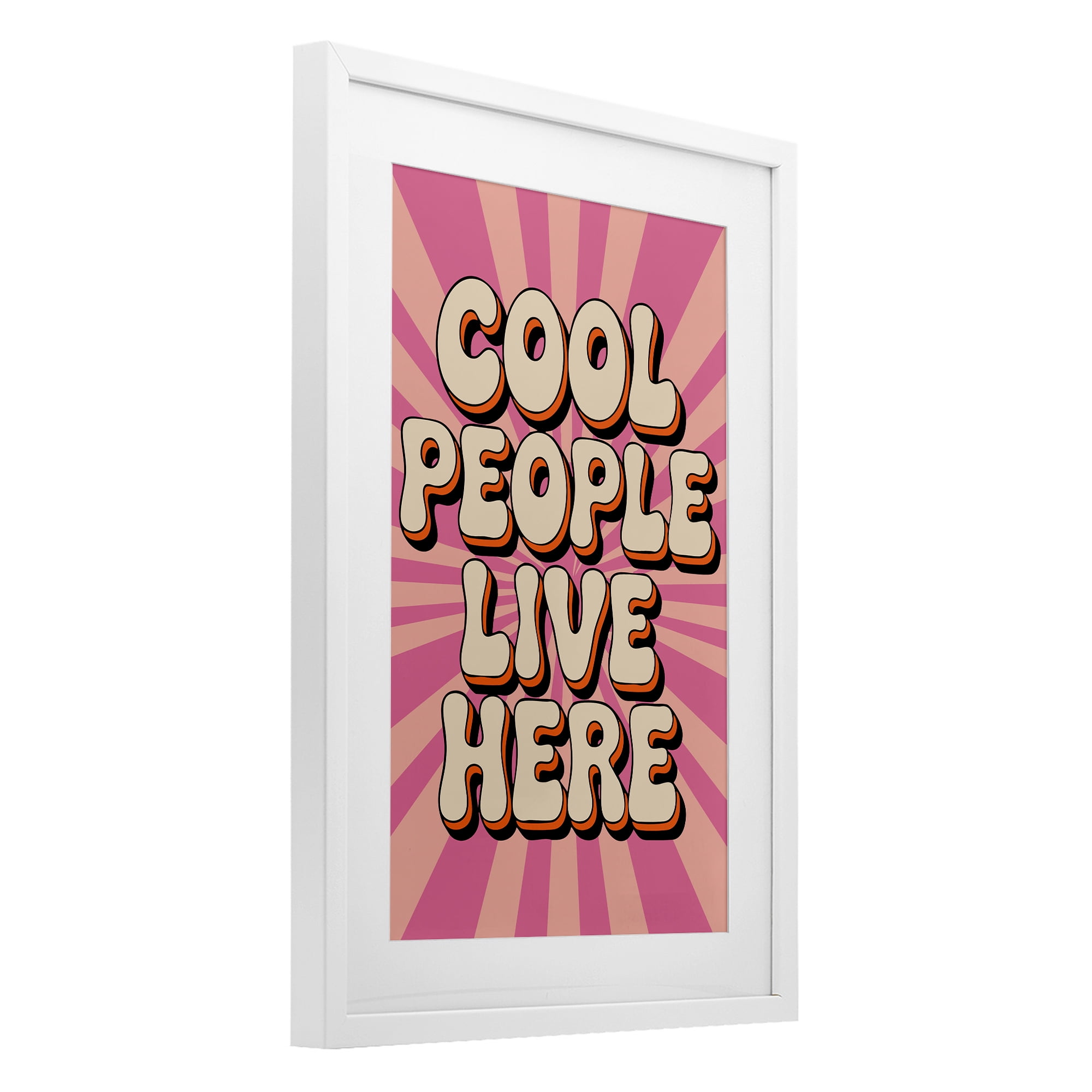 Stupell Industries Groovy Cool People Live Here White Framed Print Under Glass, design by Andreas Magnusson