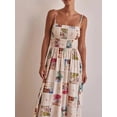 thumbnail image 2 of Men's Smocked Square Neck Cami Dress 100% Polyester Ruched Sleeveless Lightweight Day to Night Casual Everyday Wear, 2 of 8