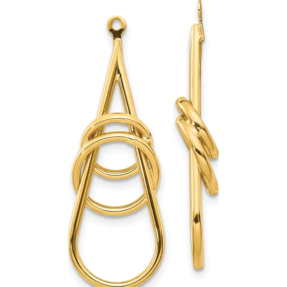 14K Yellow Gold Polished Fancy Teardrop Earring Jackets (39 X 11) Made In United States y822j