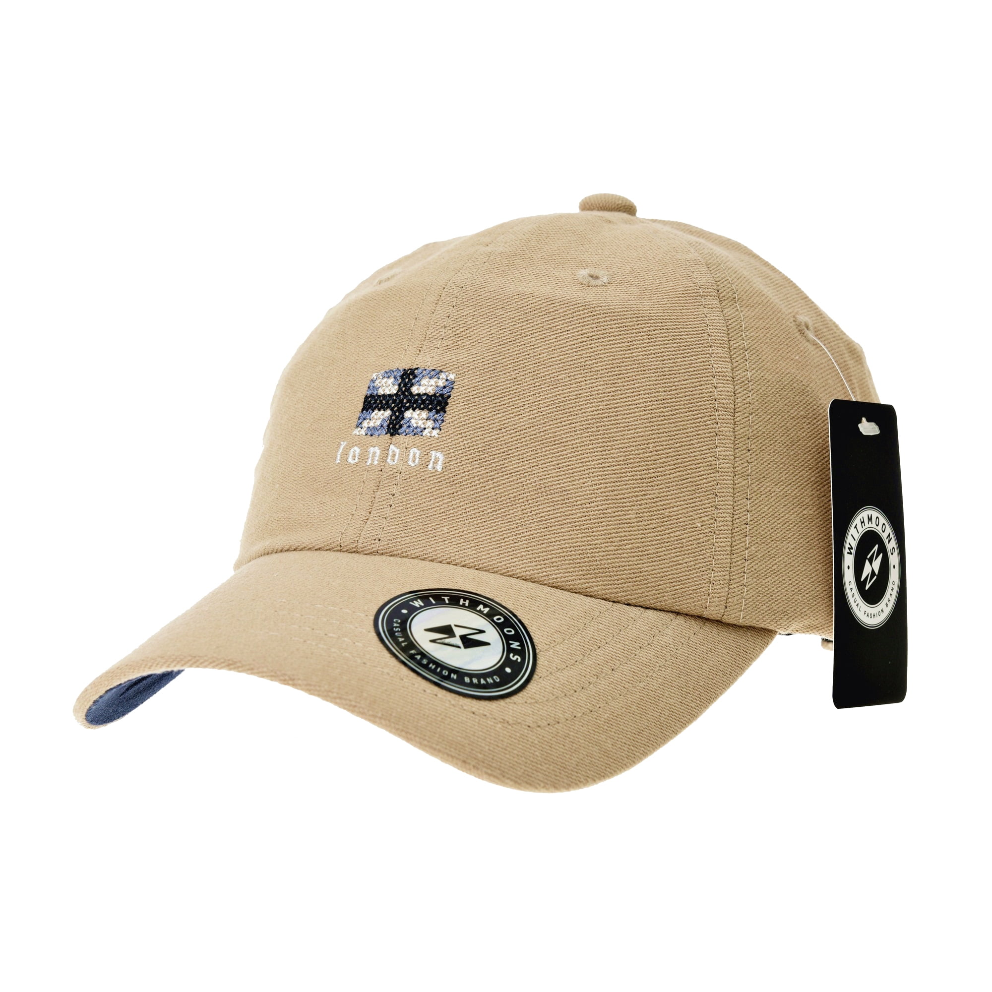 WITHMOONS Baseball Cap UK Union Jack Flag Patch Simple Plain Ball Cap