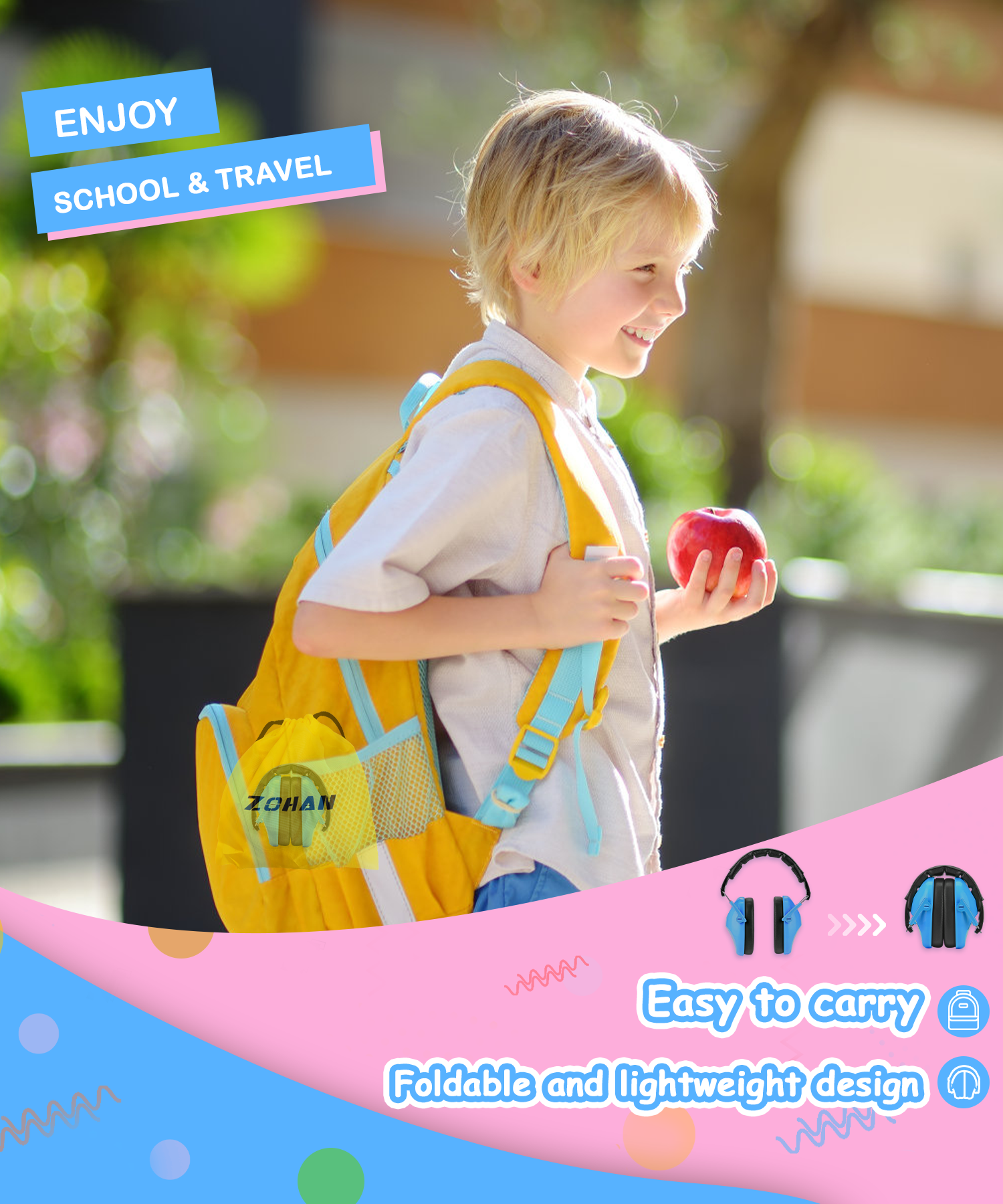 ZOHAN 2 Pack Kids Noise Cancelling Headphones, 25dB NRR Kids Ear Protection for School Travel Autism