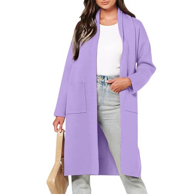 Puntoco Abrigo Mujer Otoño E Invierno Recto Cardigan Botón Bolsillo Abrigo Liquidación Puntoco Puntoco-1
