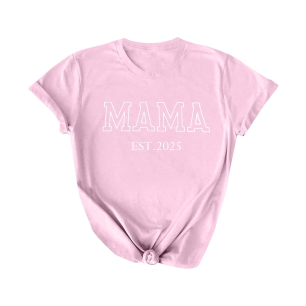 Camiseta Penkiiy para mamá Mujeres Mamá Vida Tees Gráficas Casual Lindas Tops Día de la Madre para mamá L Pink